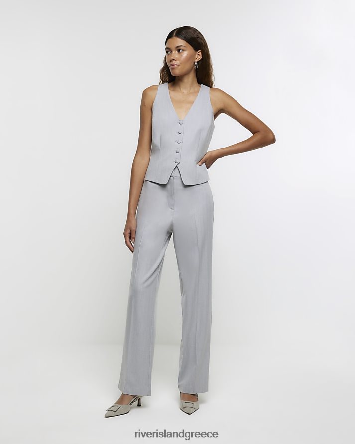 River Island ενδύματα γκρί γυναίκες ίσιο παντελόνι B6N8X4071
