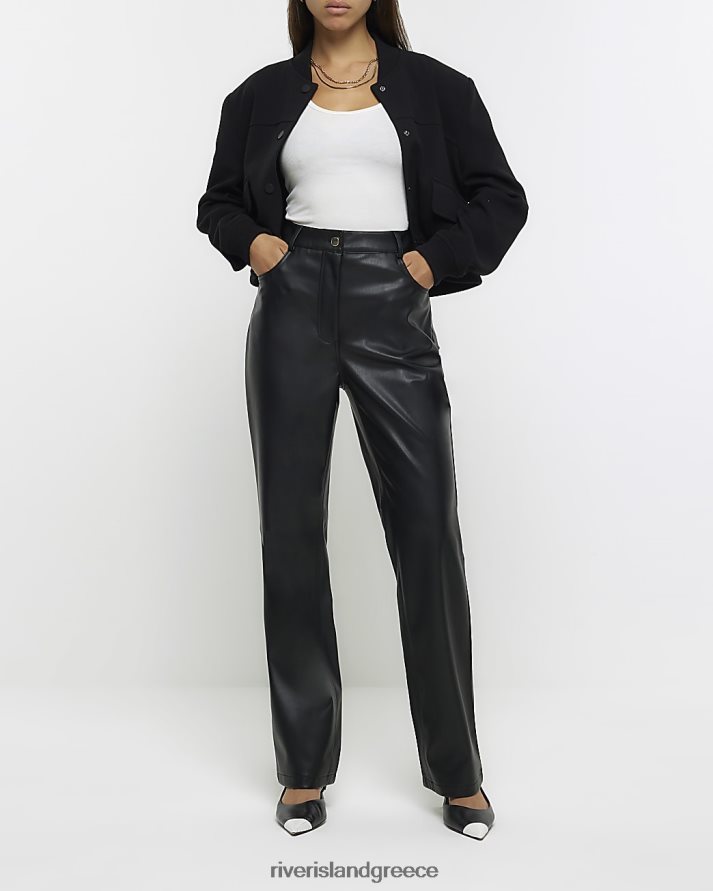 River Island ενδύματα μαύρος γυναίκες παντελόνι από συνθετικό δέρμα B6N8X4138
