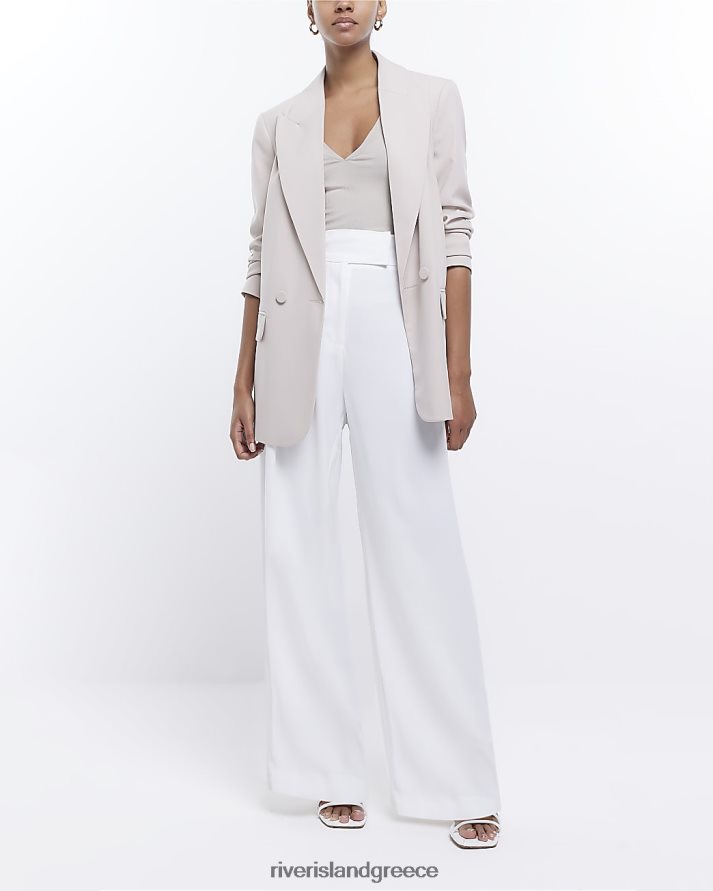 River Island ενδύματα άσπρο γυναίκες φαρδύ παντελόνι B6N8X428