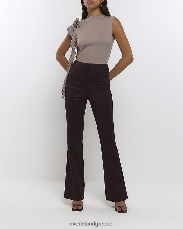 River Island ενδύματα καφέ γυναίκες παντελόνι με σουέντ B6N8X4323