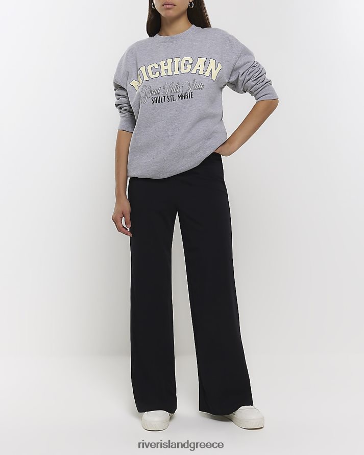 River Island ενδύματα μαύρος γυναίκες λεπτομέρεια βελονιά φαρδύ παντελόνι B6N8X4450