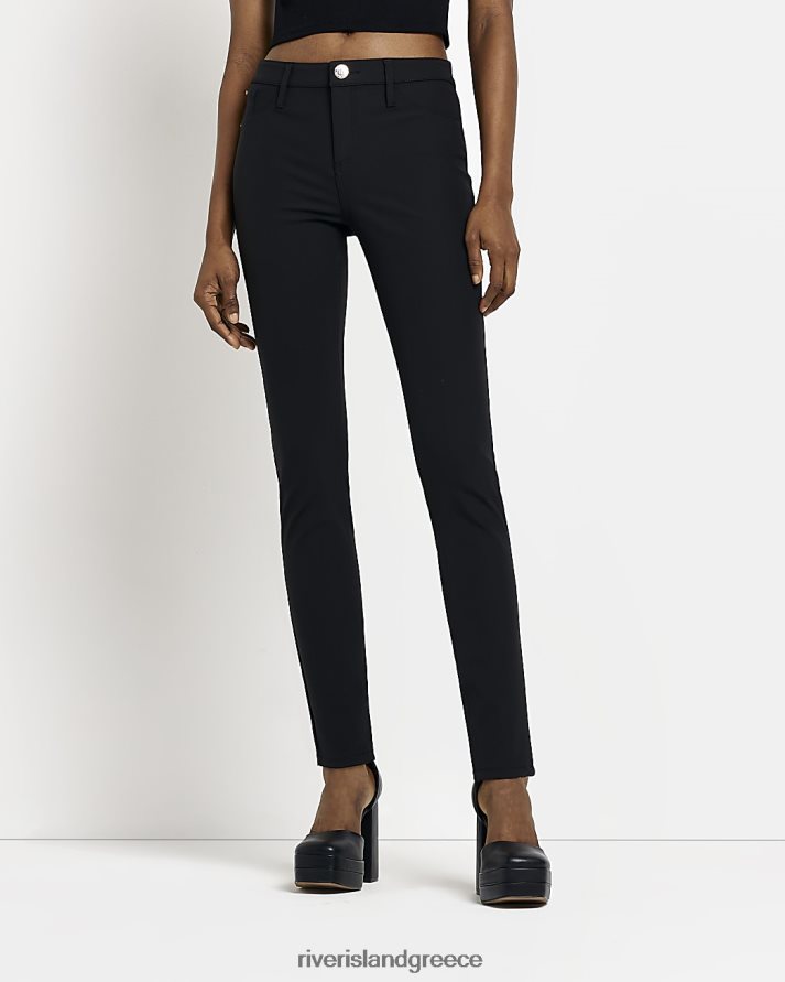 River Island ενδύματα μαύρος γυναίκες ψηλό στενό παντελόνι B6N8X4505
