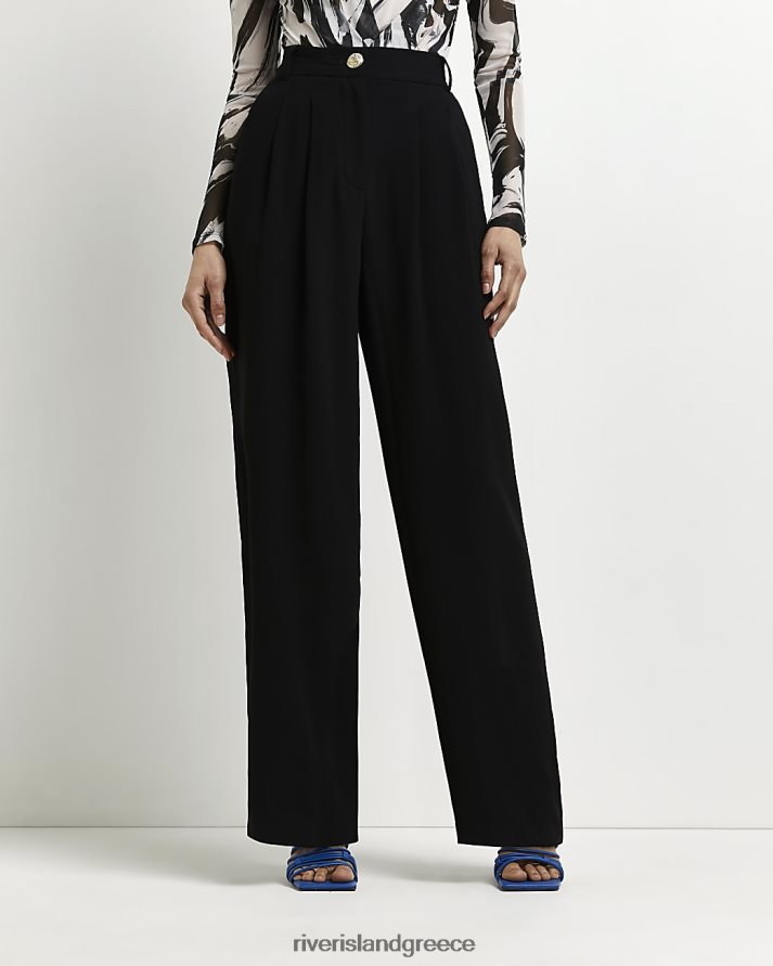 River Island ενδύματα μαύρος γυναίκες φαρδύ πλισέ παντελόνι B6N8X4998