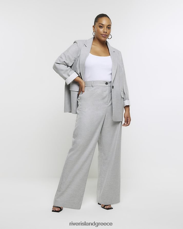 River Island ενδύματα γκρί γυναίκες συν φανελένιο φαρδύ παντελόνι B6N8X5124