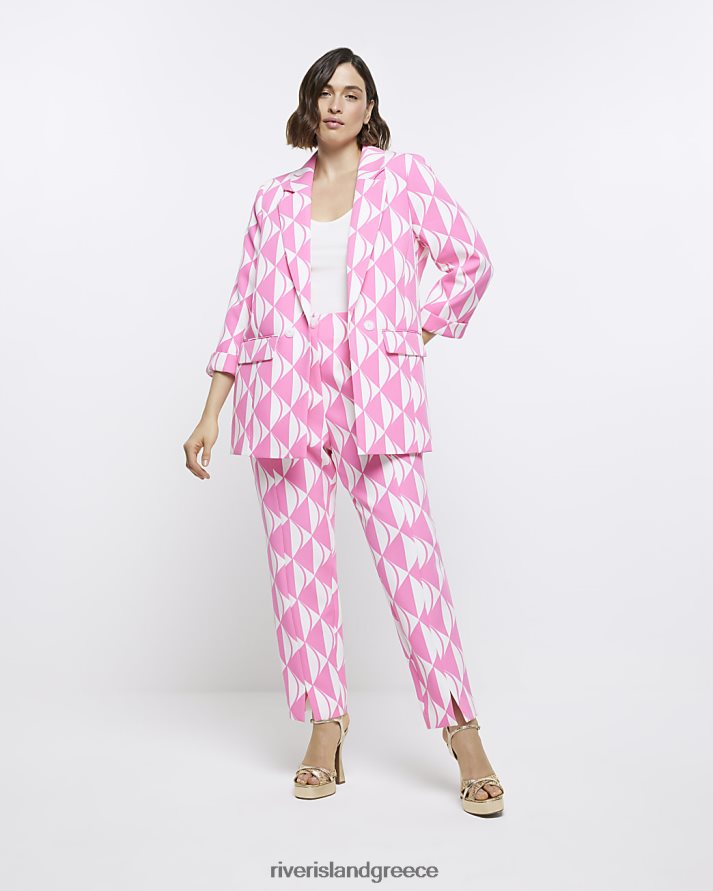 River Island ενδύματα ροζ γυναίκες συν εμπριμέ τσιγάρο παντελόνι B6N8X5195