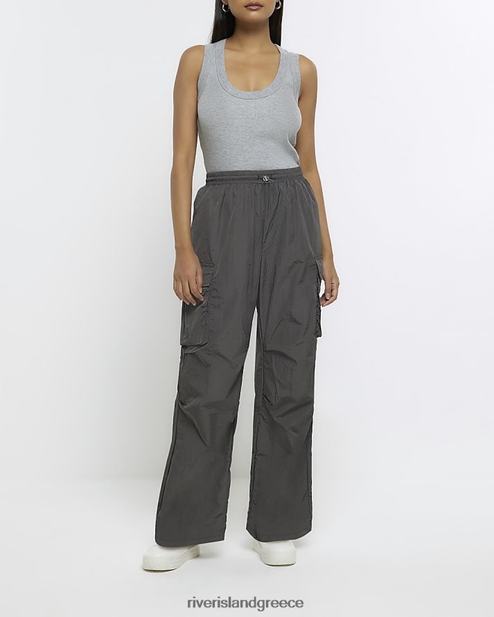 River Island ενδύματα γκρί γυναίκες ίσιο παντελόνι αλεξίπτωτο B6N8X640