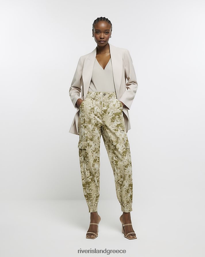 River Island ενδύματα χακί γυναίκες camo print cargo παντελόνι B6N8X1790