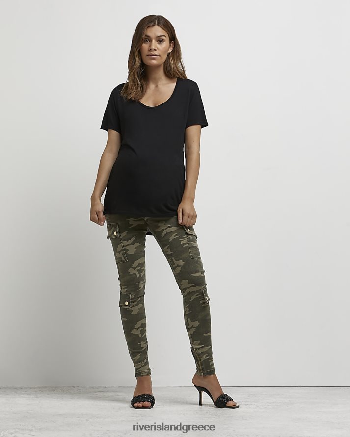 River Island ενδύματα χακί γυναίκες παντελόνι εγκυμοσύνης camo print cargo B6N8X5368