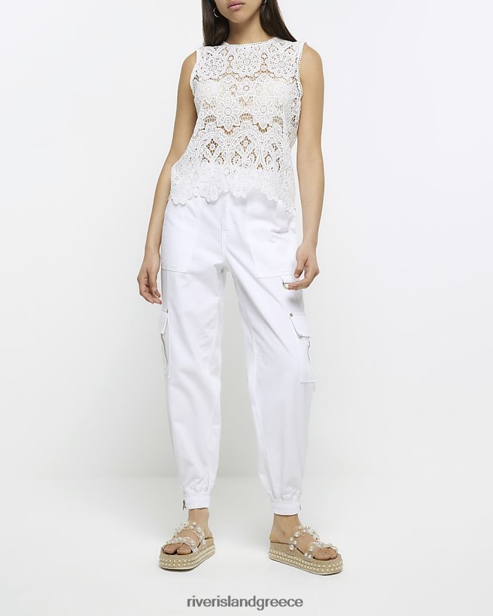 River Island ενδύματα άσπρο γυναίκες cargo παντελόνι B6N8X1792