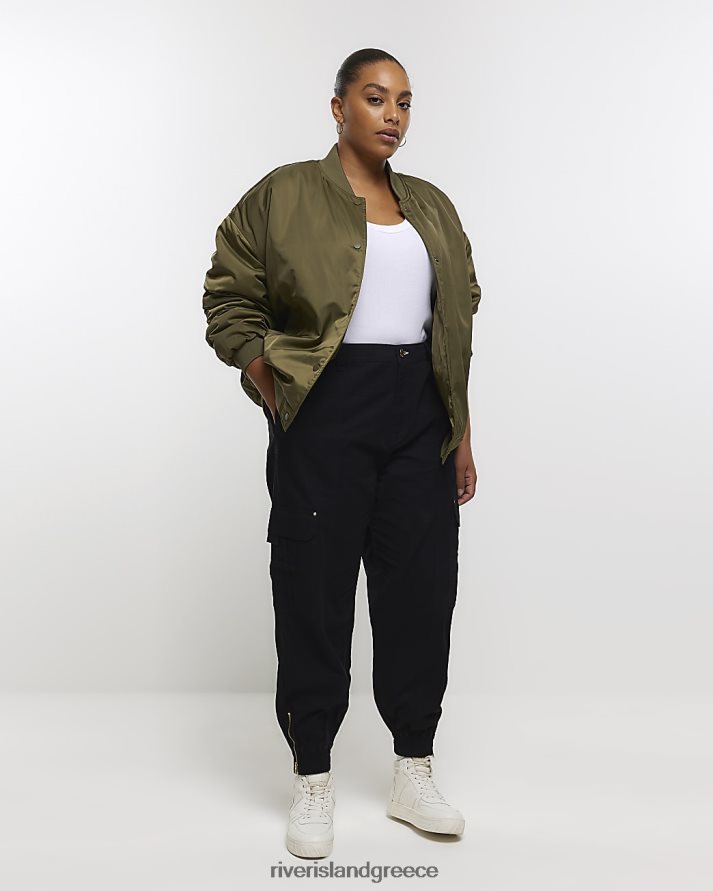 River Island ενδύματα μαύρος γυναίκες συν ένα παντελόνι cargo με φερμουάρ B6N8X2213
