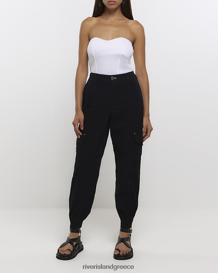 River Island ενδύματα μαύρος γυναίκες παντελόνι cargo με φερμουάρ B6N8X3862