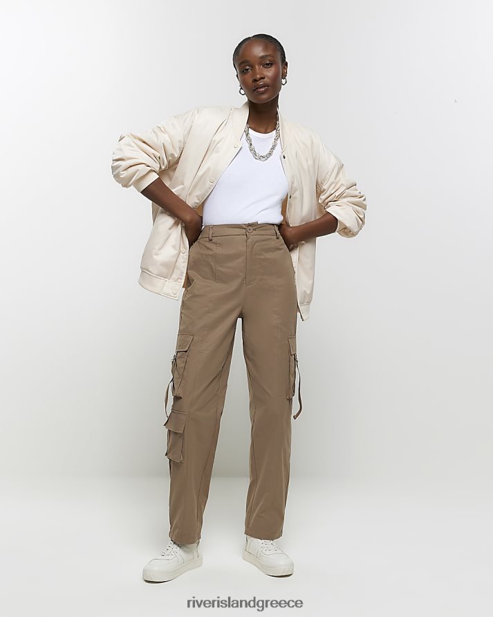 River Island ενδύματα μπεζ γυναίκες ίσιο πόδι cargo παντελόνι B6N8X4085
