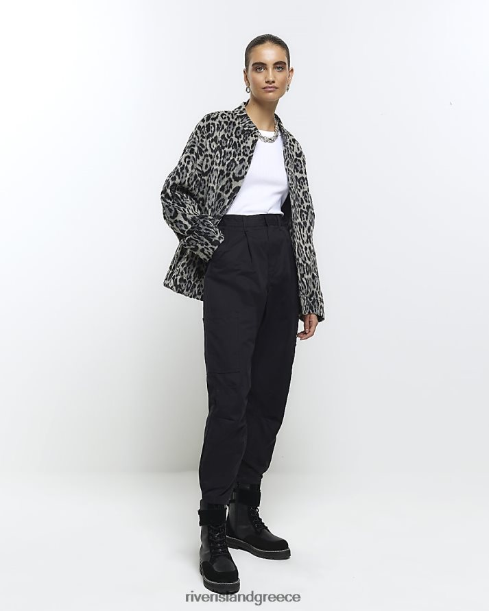 River Island ενδύματα μαύρος γυναίκες ψηλόμεσο cargo παντελόνι B6N8X4467