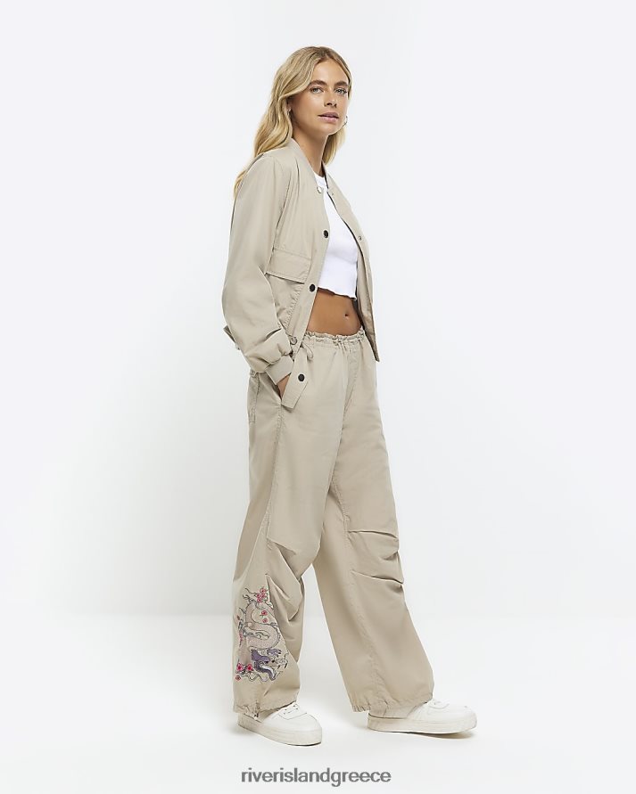 River Island ενδύματα μπεζ γυναίκες αλεξίπτωτο cargo παντελόνι B6N8X4502