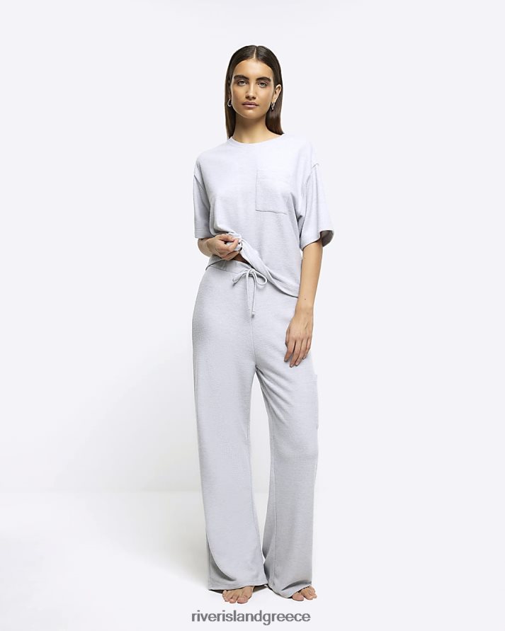 River Island ενδύματα ασήμι γυναίκες φαρδιά μπατζάκια cargo lounge παντελόνι B6N8X3943
