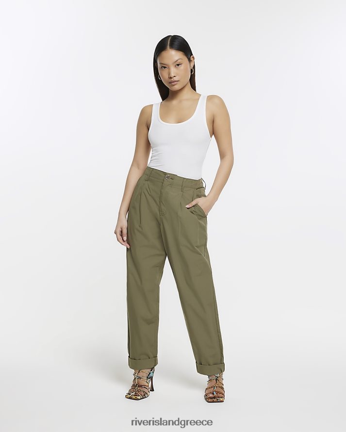 River Island ενδύματα χακί γυναίκες petite παντελόνι chino B6N8X5297
