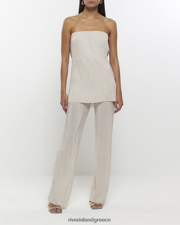 River Island ενδύματα κρέμα γυναίκες παντελόνι plisse B6N8X1437