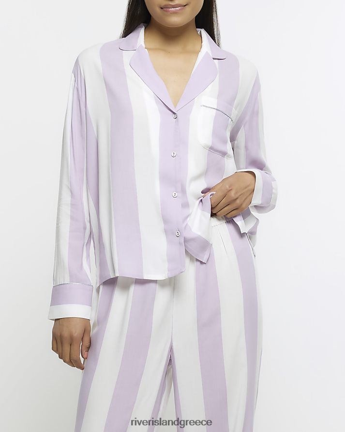 River Island ενδύματα πασχαλιά γυναίκες ριγέ πουκάμισο πιτζάμα B6N8X4294