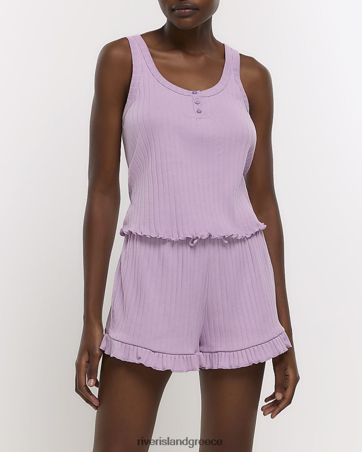 River Island ενδύματα μωβ γυναίκες Σετ γιλέκο και κοντή πιτζάμα B6N8X4661