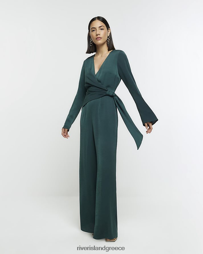 River Island ενδύματα πράσινος γυναίκες Σατέν φόρμα με λεπτομέρεια B6N8X106
