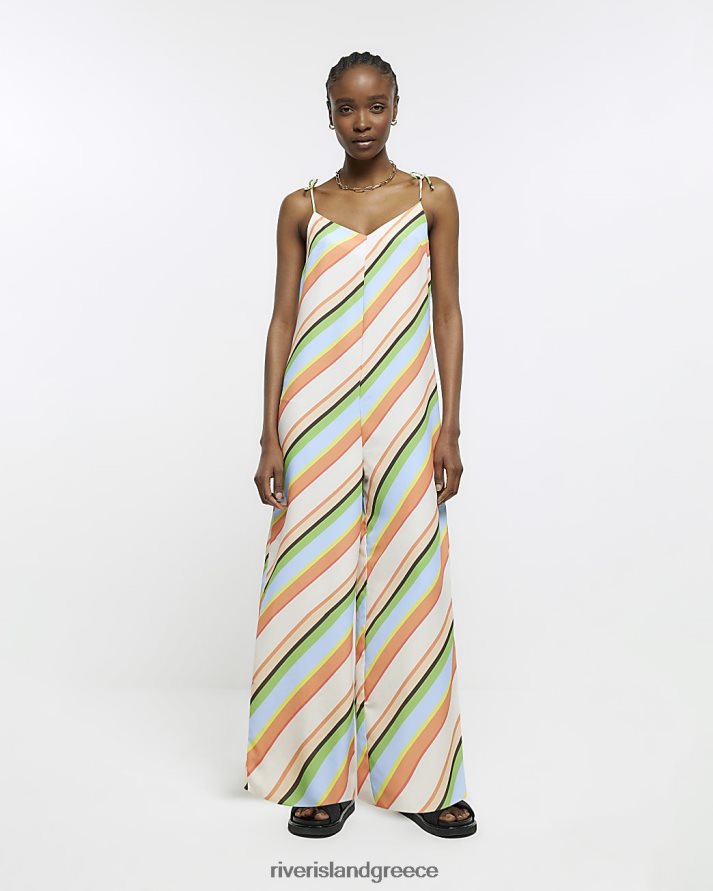 River Island ενδύματα πορτοκάλι γυναίκες ριγέ φαρδιά φόρμα B6N8X1676