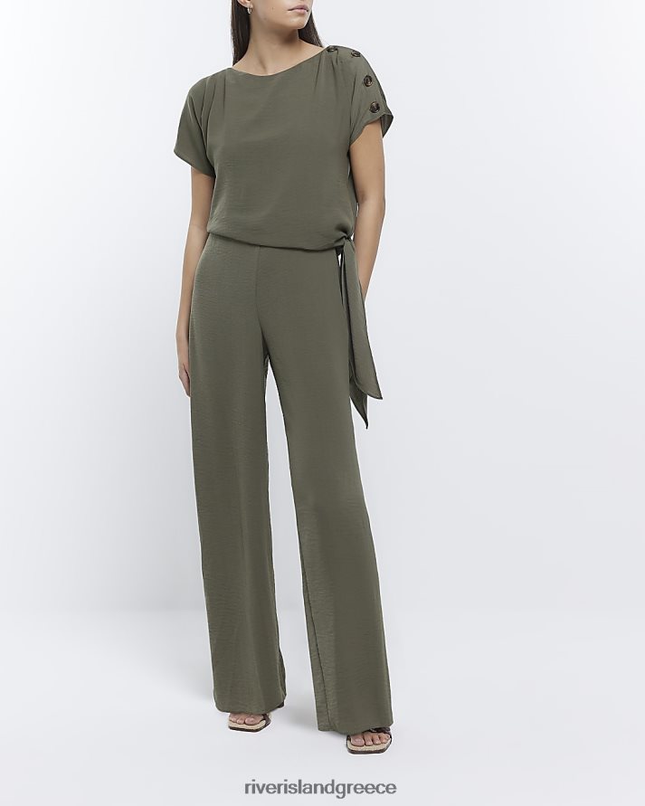 River Island ενδύματα χακί γυναίκες ολόσωμη φόρμα με κοντό μανίκι B6N8X1860