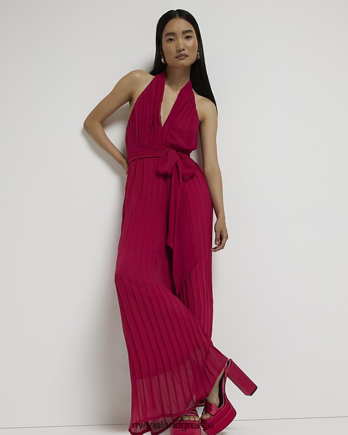 River Island ενδύματα ροζ γυναίκες Ολόσωμη φόρμα με φαρδύ πόδι με λαιμόκοψη B6N8X2109