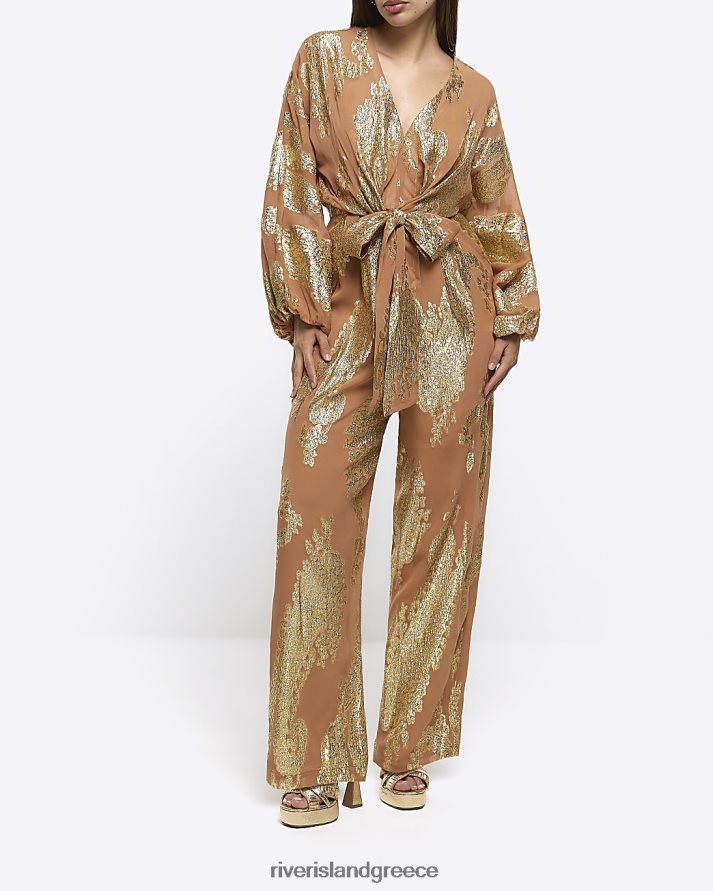 River Island ενδύματα καφέ γυναίκες Ολόσωμη φόρμα με μεταλλική λεπτομέρεια B6N8X4510