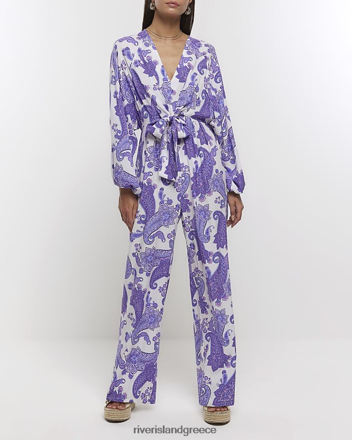 River Island ενδύματα μωβ γυναίκες Ολόσωμη φόρμα μέσης με στάμπα B6N8X4564