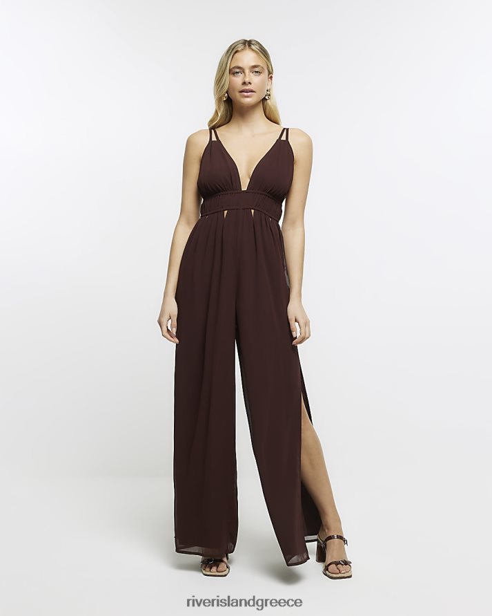 River Island ενδύματα καφέ γυναίκες βουτιά κομμένη φόρμα B6N8X4688