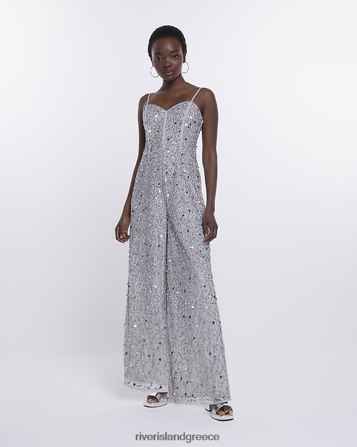 River Island ενδύματα ασήμι γυναίκες ολόσωμη φόρμα με παγιέτες B6N8X4771