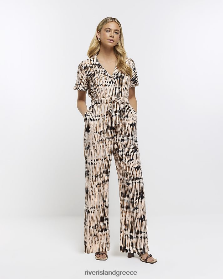 River Island ενδύματα καφέ γυναίκες ολόσωμη φόρμα με animal print B6N8X1672