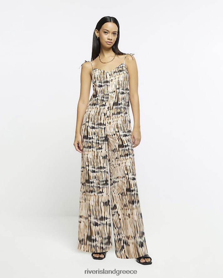 River Island ενδύματα καφέ γυναίκες ολόσωμη φόρμα με animal print B6N8X1674