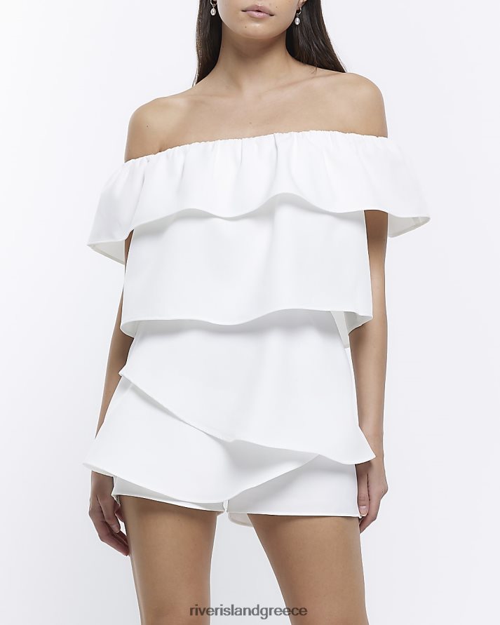 River Island ενδύματα άσπρο γυναίκες φόρμα παιχνιδιού bardot B6N8X1278