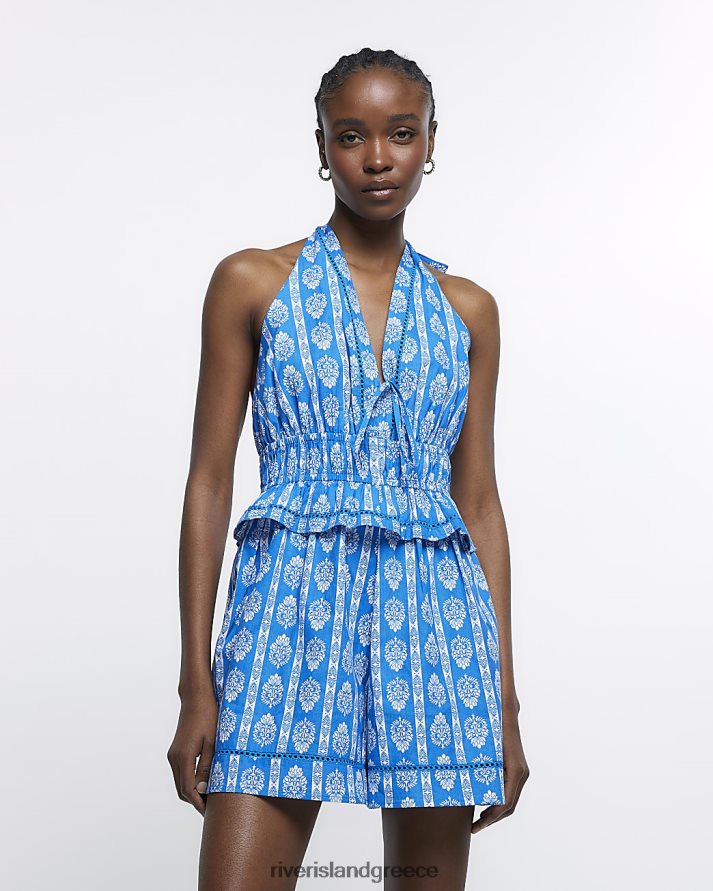 River Island ενδύματα μπλε γυναίκες φόρμα παιχνιδιού με halter λαιμόκοψη B6N8X1899