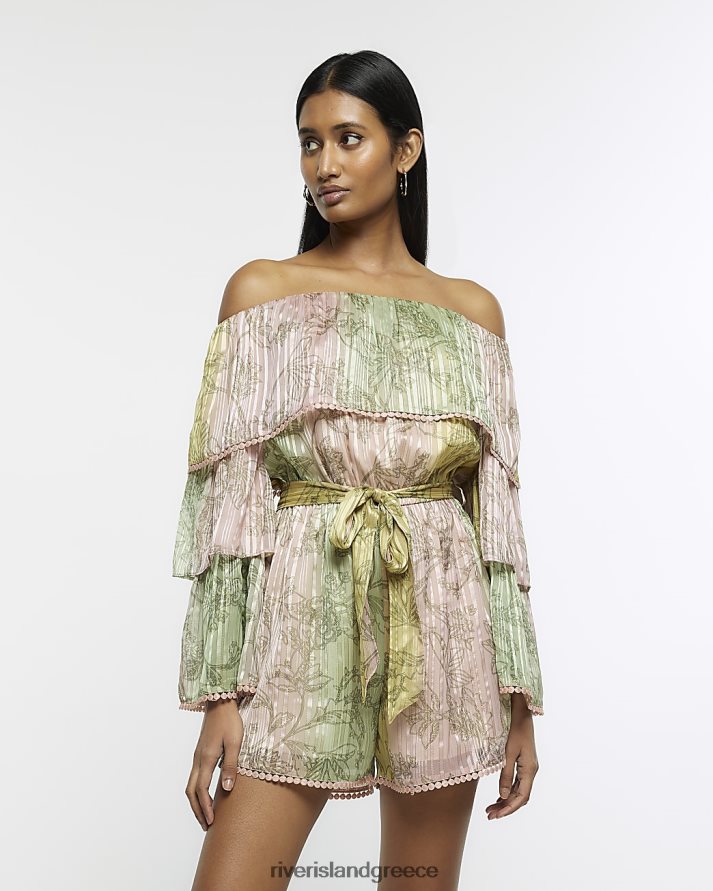 River Island ενδύματα ροζ γυναίκες μακρυμάνικο παιχνιδιάρικο paisley bardot B6N8X1601