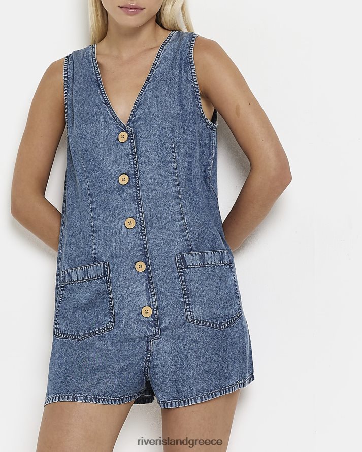 River Island ενδύματα μπλε γυναίκες petite γιλέκο playsuit B6N8X5318