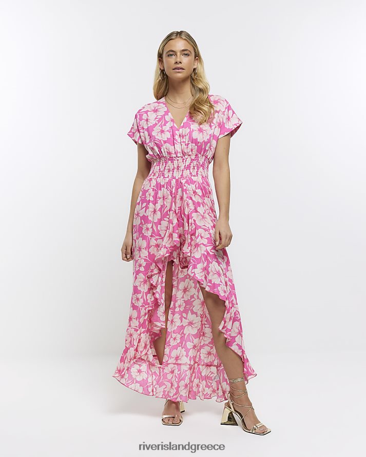 River Island ενδύματα ροζ γυναίκες φλοράλ ασύμμετρο playsuit B6N8X4745