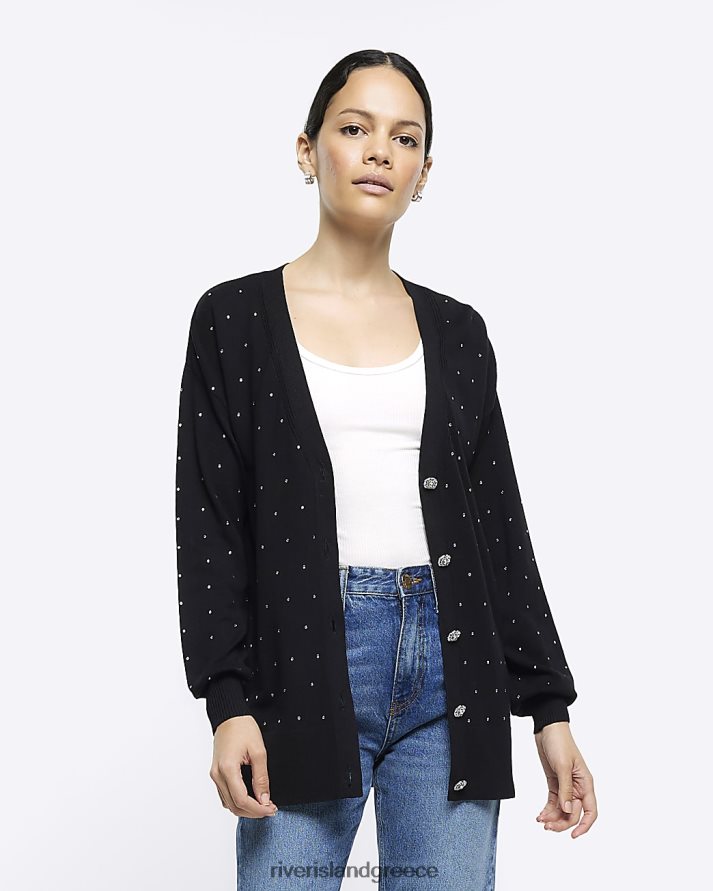 River Island ενδύματα μαύρος γυναίκες πλεκτή διακοσμημένη ζακέτα B6N8X1123