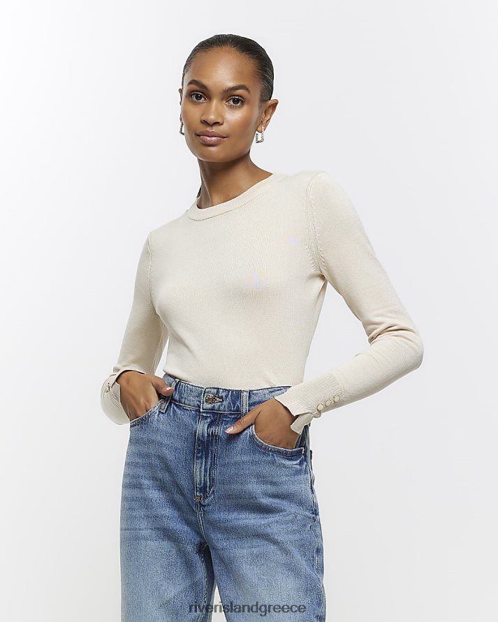 River Island ενδύματα κρέμα γυναίκες πλεκτό μακρυμάνικο τοπ B6N8X311