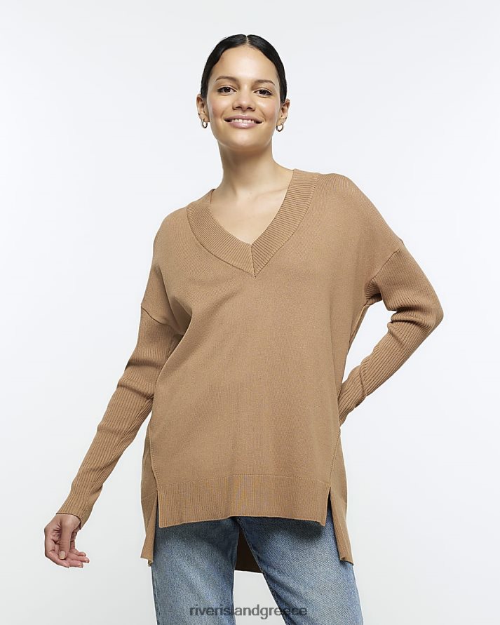 River Island ενδύματα καφέ γυναίκες άλτης με λαιμόκοψη B6N8X929