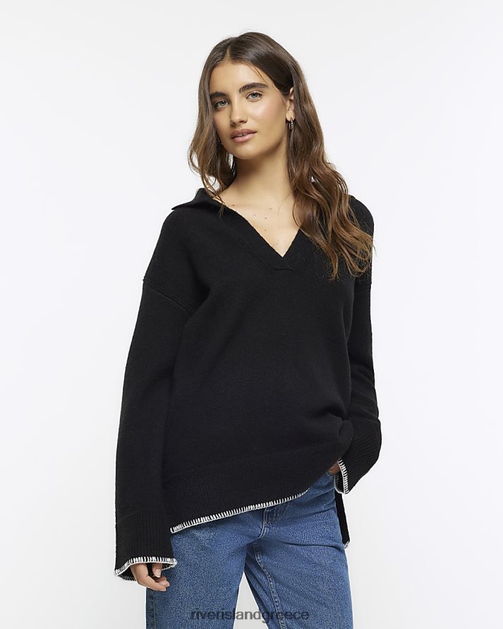 River Island ενδύματα μαύρος γυναίκες άνετο jumper με γιακά B6N8X269