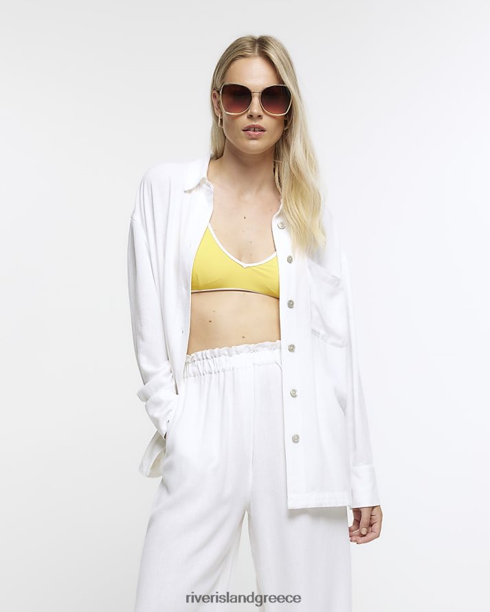 River Island ενδύματα άσπρο γυναίκες υπερμεγέθη πουκάμισο με λινό B6N8X1246