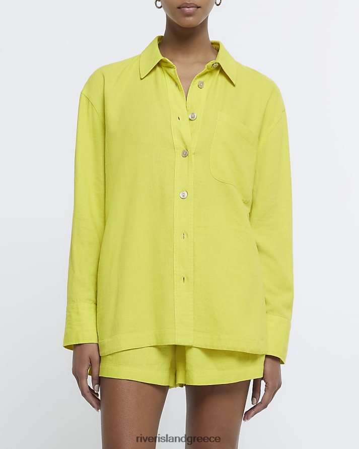 River Island ενδύματα κίτρινος γυναίκες υπερμεγέθη πουκάμισο με λινό B6N8X1248