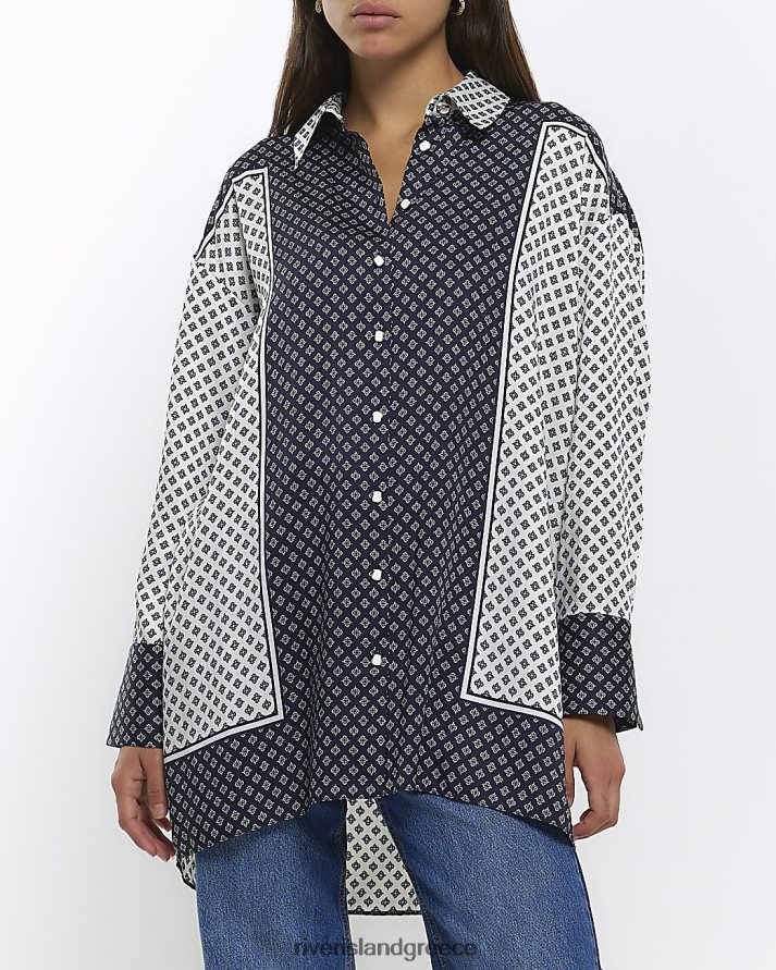 River Island ενδύματα μπλε γυναίκες υπερμεγέθη πουκάμισο B6N8X157