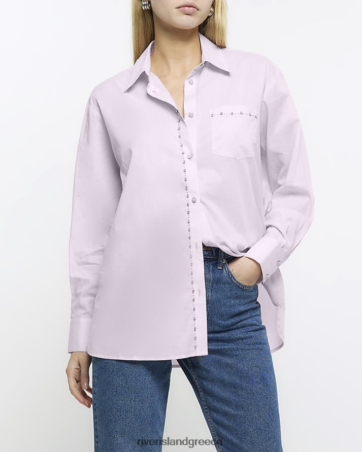 River Island ενδύματα μωβ γυναίκες διακοσμημένο μακρυμάνικο πουκάμισο B6N8X1583