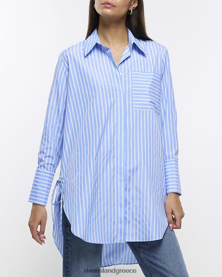 River Island ενδύματα μπλε γυναίκες ριγέ υπερμεγέθη πουκάμισο B6N8X237
