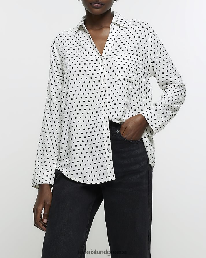 River Island ενδύματα άσπρο γυναίκες πουκάμισο με ανοιχτό λαιμό B6N8X278