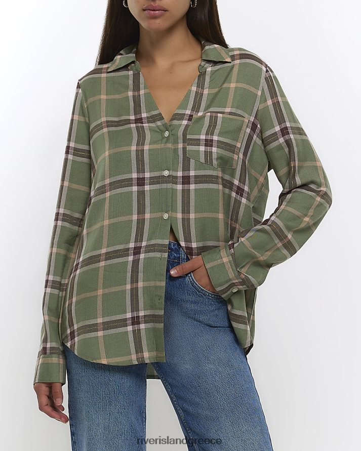 River Island ενδύματα πράσινος γυναίκες τσοκ μακρυμάνικο πουκάμισο B6N8X3765