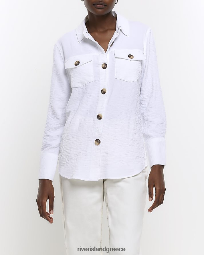 River Island ενδύματα κρέμα γυναίκες ανάγλυφο μακρυμάνικο πουκάμισο B6N8X421